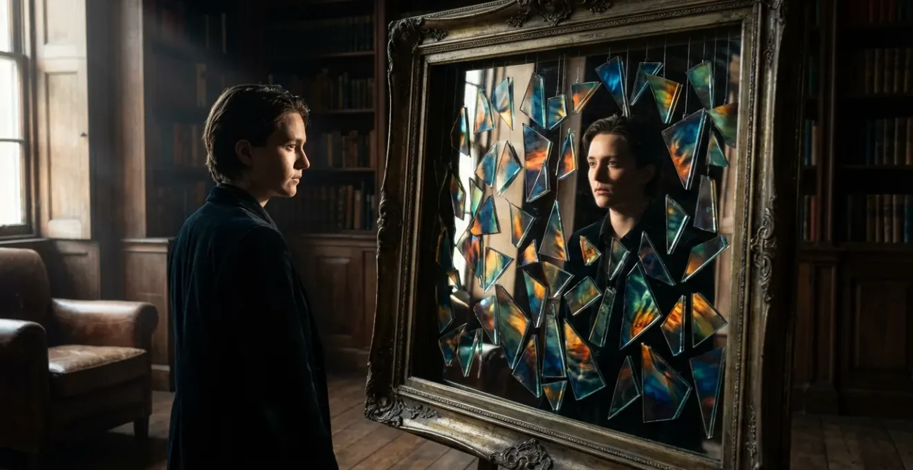 Personne face à un miroir avec reflet symbolisant la pensée bilingue