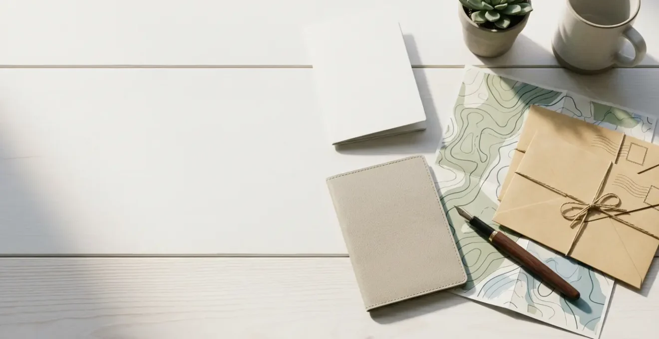 Bureau organisé avec documents administratifs, passeport et check-list pour préparation expatriation